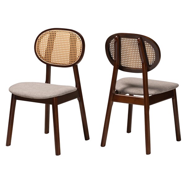 Baxton Studio Darrion Mid-Century Modern Grey Fabric and Walnut Brown Finished Wood 2-Piece Dining Chair Set 234-2PC-13291-ZORO - main